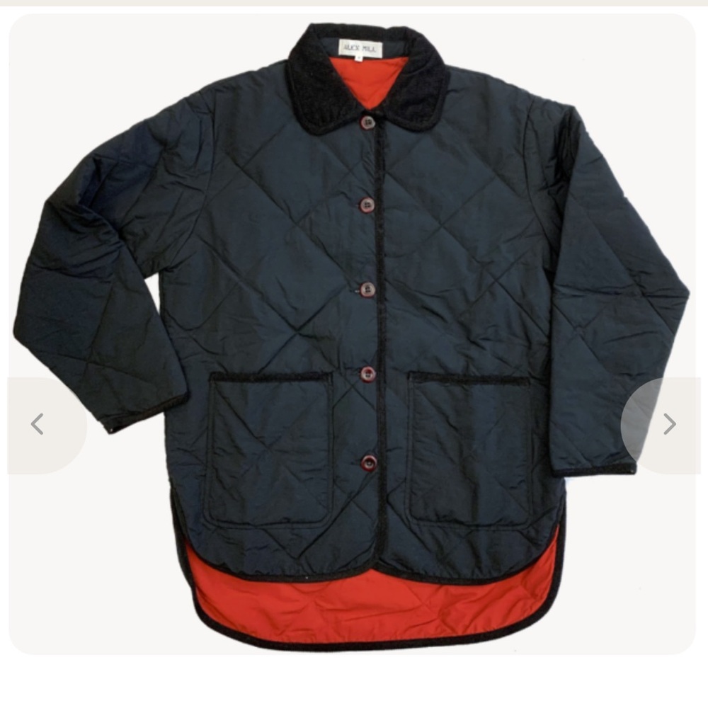 Alex Mill Quilted Quinn Jacket in Black with Red Interior